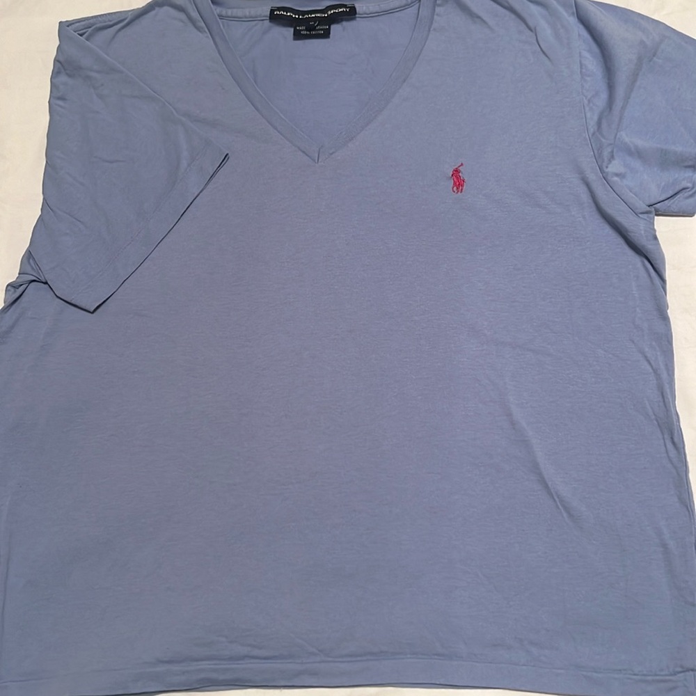 Ralph Lauren Sport v neck t-shirt with pink polo
